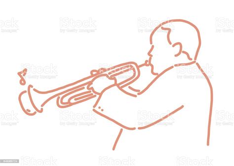 jazz musician with an instrument line drawing hand drawn vector