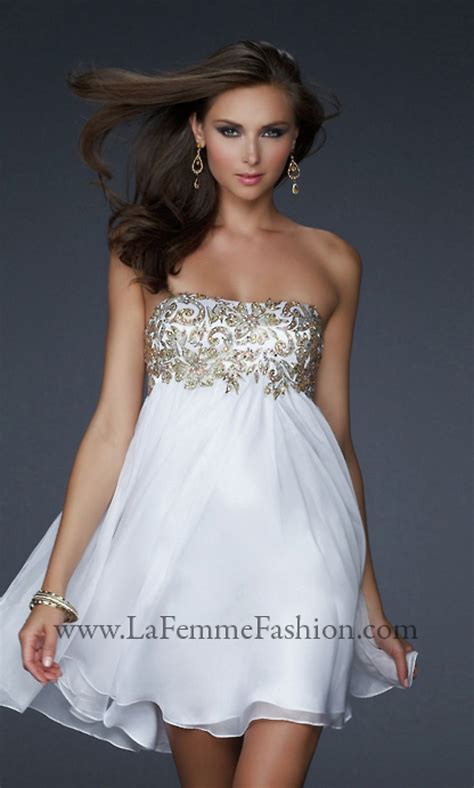 short strapless white and gold dress as the second dress of the night amazing beach wedding
