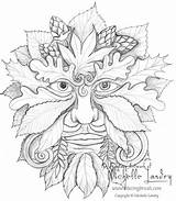 Coloring Carving Pyrography Sketch Wood Greenman Fairy Paintingvalley sketch template