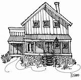 House Country Coloring Pages Drawing Printable Choose Board sketch template