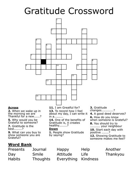 gratitude crossword wordmint