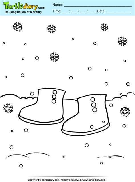 winter boots coloring sheet turtle diary