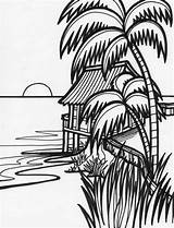 Mewarnai Pemandangan Pantai sketch template