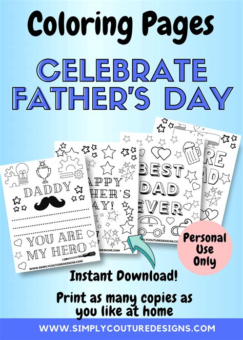 fathers day coloring page printables  pages personal