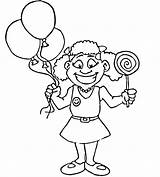 Coloring Lollipop Girl Pages Happy Color Girls Print Kids Balloons Desserts Holding sketch template