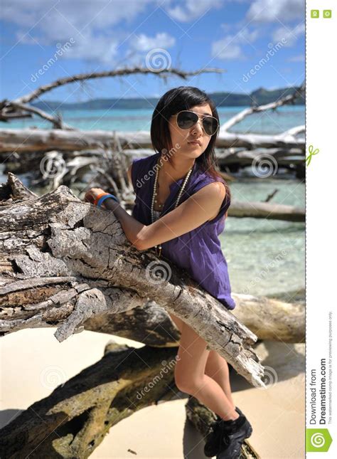 Asian Girl On The Beach Stock Image Image Of Cute Island