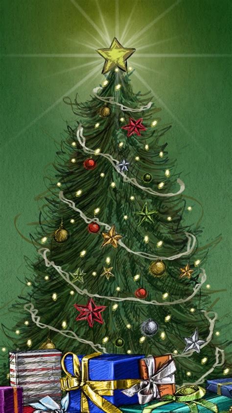 christmas pine tree  gifts iphone wallpapers