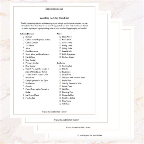 wedding registry checklist printable instant  etsy