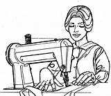 Sewing Clipart Quilting Woman Dressmaker Clip Machine Vintage Christian Notions Cartoon Cliparts Treasure Box Lady Drawn Ladies Library Needle Thread sketch template
