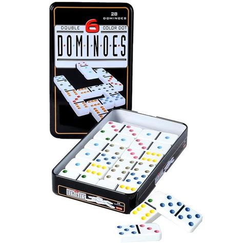 dominos    dans une boite en fer jeu de dominos double  longfield games