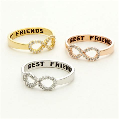 Fashion Best Friends Engraved Friendship Infinity Ring Gold Silver