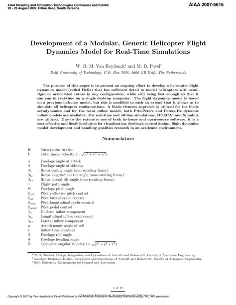 development   modular generic helicopter flight dynamics model  real time simulation
