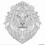 Lion Coloring Zentangle Zen Adulte Ausmalbild sketch template