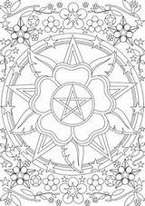 Para Colorir Pentacle Coloriage Personalizadas Conexão Mandalas Cósmica Wiccan Pages Mandala Dessin sketch template
