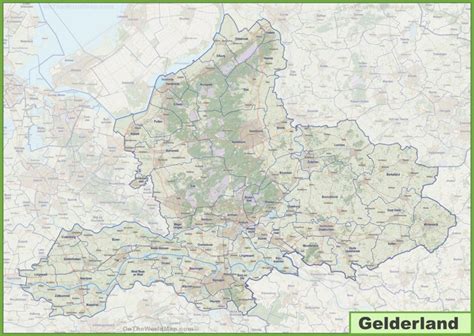 map  gelderland  cities  towns ontheworldmapcom