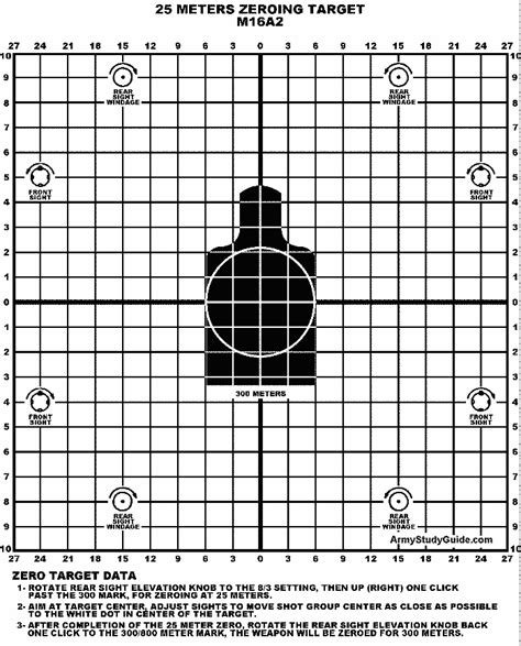 25 Meter M16a2 Zero Target Not Shown To Scale