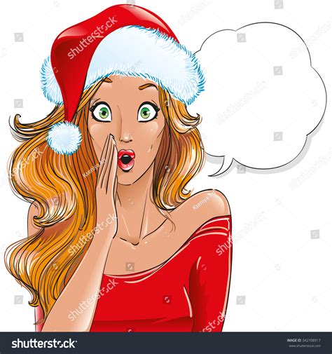 sexy redhead emotional girl surprised look stock vector 342708917