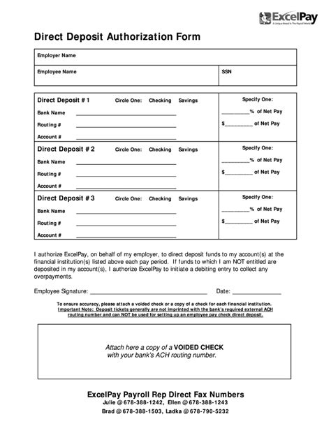 direct deposit form  fill  printable fillable blank