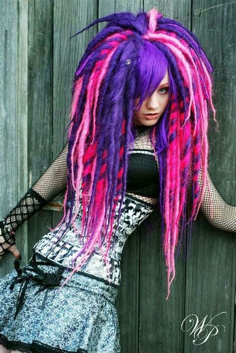 pink and purple dreadlocks goth hair emo hair hair hair dread wig