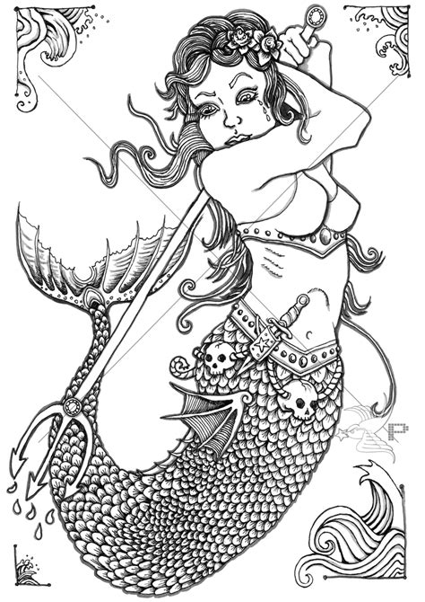 mermaids adult colouring  pages pixelmorphcomau