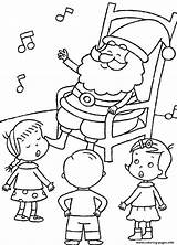 Printable Kids Christmas Coloring Singing Santa Listening Pages Info sketch template