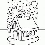 Coloring Christmas House Drawing Snowy Pages Xmas Snow Cute Maison Noel Dessin Printable sketch template