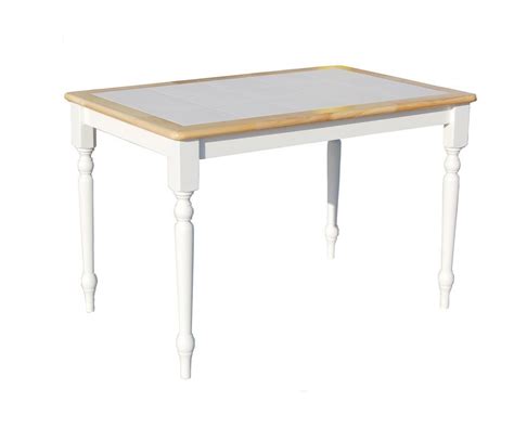 tara tile top dining table  white  natural dining table