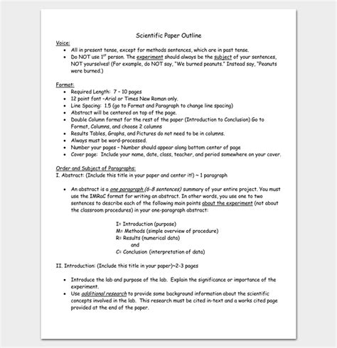 report outline template  samples formats examples