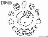 Pusheen Coloring Christmas Pages Printable Cute Color Print Kids Adults Template Bettercoloring sketch template