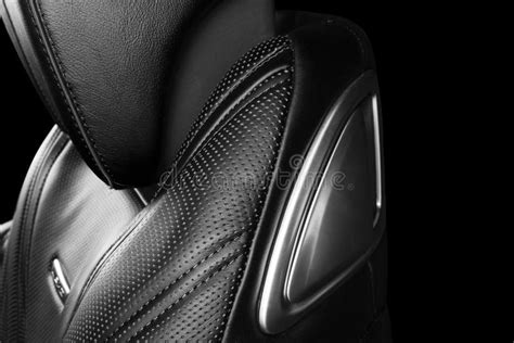 black leather interior   luxury modern car perforated leather