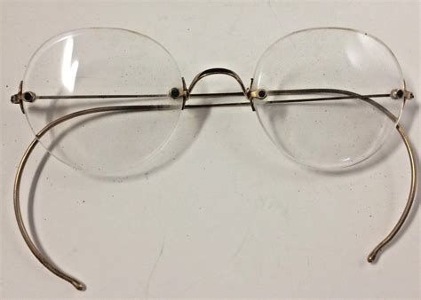 Antique 14k Gold Vintage Metal Oval Muller Wire Frame Glasses