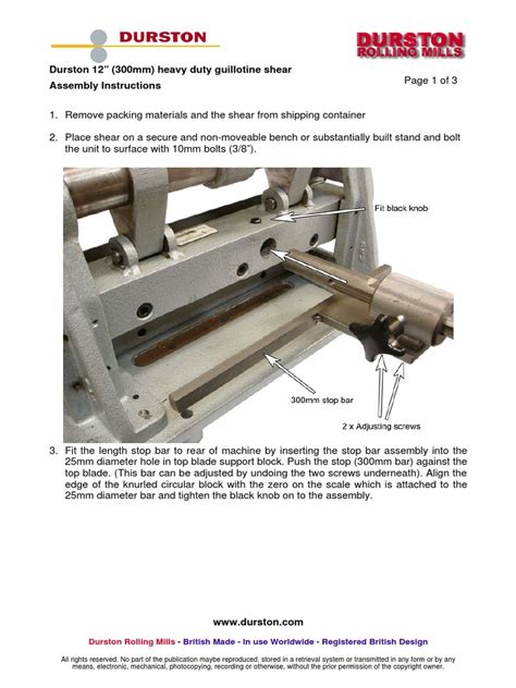 guillotine assembly instructions blade screw