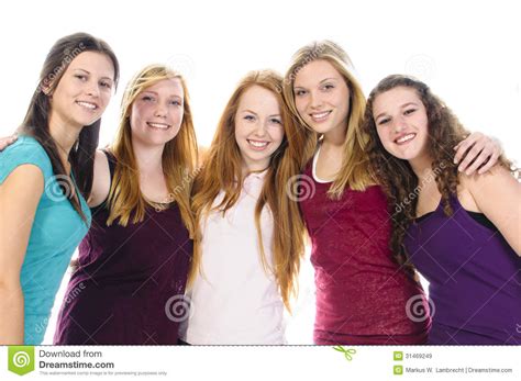 cinq filles mignonnes image stock image du clique isolement 31469249