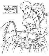 Baby Coloring Pages Family Bebe Bassinet sketch template