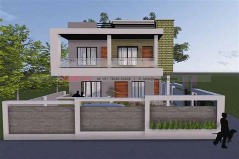 bhk bungalow plan  front elevation  sq ft  bhk north faci