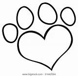 Paw Dog Print Coloring Heart Clip Drawing Pages Bone Clipart Prints Paws Cat Cartoon Google Outlined Pawprint Shaped Vector Name sketch template
