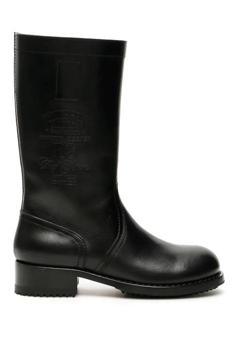 raf simons leather boots   black modesens