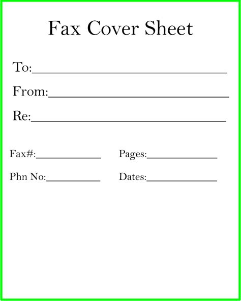 fax cover sheet  blank printable template