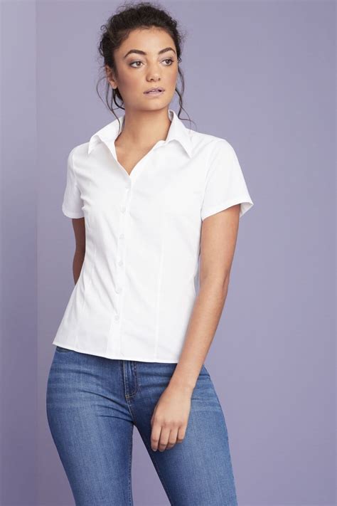 Women S Short Sleeve Open Collar Shirt White Shop All From Simon