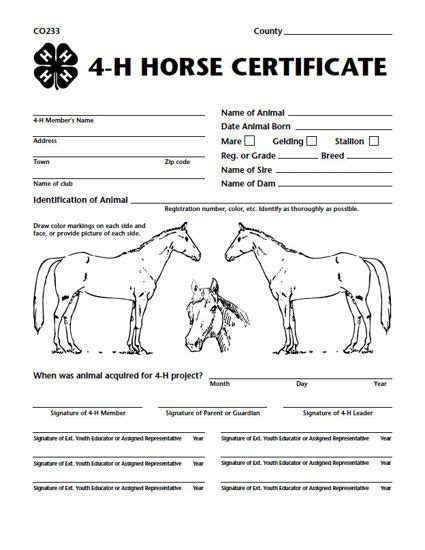 wsu extension publications  horse certificate