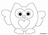 Owl Coloring Pages Heart Kids Cute Colouring Clip Owls Animal Templates Patterns Template Drawing Felt Printable sketch template