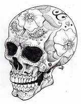 Skull Sugar Coloring Pages Dead Tattoos Tattoo Girl Drawings Visit Muertos sketch template