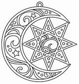 Pages Coloring Star Pentacle Moon Mandala Pentagram Embroidery Wiccan Adult Template Adults Visit Urbanthreads Choose Board Sheets sketch template
