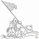 Flag Coloring Soldier Iwo Jima Raising Pages Soldiers Drawing American Clipart Printable Putting Line Color Elisha Elijah England M16 Veteran sketch template