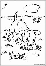 Digging Pages Puppy Coloring Color Kids sketch template