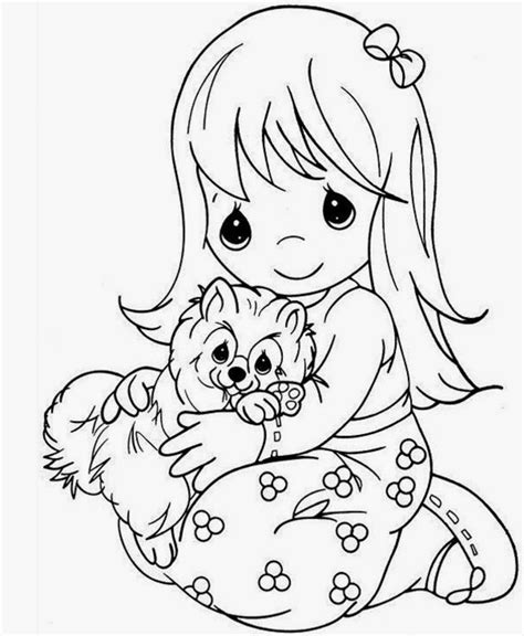 girl hugging puppy coloring page  printable coloring pages