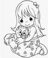 Girl Precious Moments Little Drawing Coloring Puppy Beautiful Cute Hugging Cartoon Pages Colour Kids Wallpaper Printable Girls Color Dog Categories sketch template
