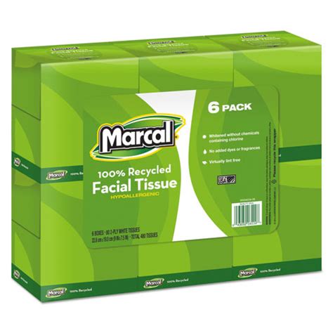 mrc4034ct marcal 100 recycled convenience pack facial tissue zuma