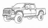 Truck Coloring Drawing Ford Drawings Trucks Ram Dodge Pages Sketch Line Semi 4x4 Jacked Car Tractor Durango Draw Pickup Colouring sketch template