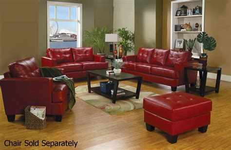 samuel red leather sofa  loveseat set steal  sofa furniture